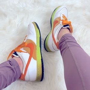 Nike Dunk 2008 Low Sneakers Lace Up Orange Blaze Neon White Shoes 317813-181